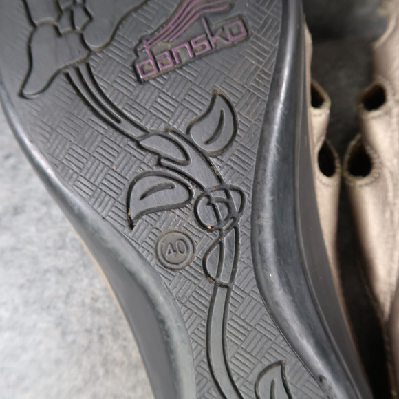 Dansko Shoes Womens 40 Sandals Janie Slip On Metallic Leather Adjustable Straps - Picture 13 of 16